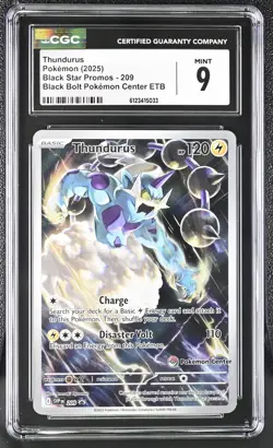 Thundurus Pokemon Center 209 CGC 9 - 2025 SV Promos Black Bolt PC ETB - Image 1