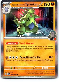 Team Rocket's Tyranitar (Theme Deck Non-Holo) 96/182 Rare Exclusives Pokemon NM - Image 1