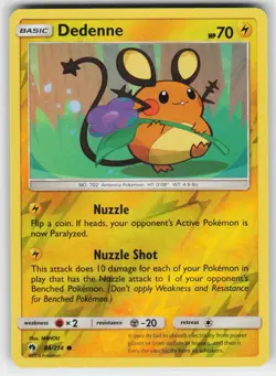 Dedenne 84 Reverse Holo 214 C Lost Thunder Pokemon Moderately Played - Image 1