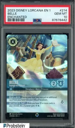2023 Disney Lorcana EN 1 Enchanted #214 Belle PSA 10 GEM MINT - Image 1