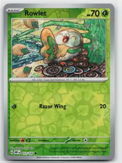 Rowlet 013 Reverse Holo 197 C Obsidian Flames Pokemon Lightly Played - Image 1