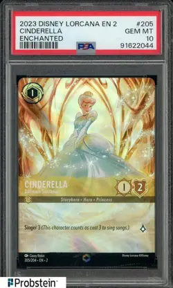 2023 Disney Lorcana EN 2 Enchanted #205 Cinderella PSA 10 GEM MINT - Image 1