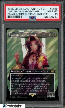 2025 MTG Final Fantasy EN Borderless Surge Foil #0519 Aerith Gainsborough PSA 10 - Image 1