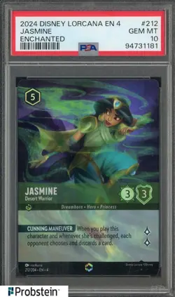 2024 Disney Lorcana EN 4 Enchanted #212 Jasmine PSA 10 GEM MINT - Image 1