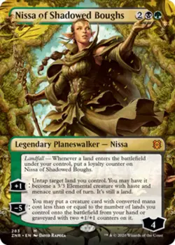 Light Play, English MTG Foil Nissa of Shadowed Boughs - Foil - Borderless Zendik - Image 1