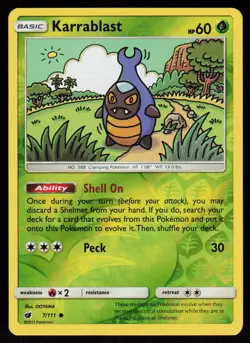 SM - Crimson Invasion Karrablast #7/111 REVERSE HOLO POKEMON CARD Common - Image 1