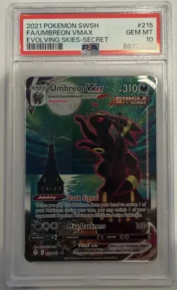 2021 POKEMON SWORD & SHIELD EVOLVING SKIES SECRET FULL ART/UMBREON VMAX PSA 10 - Image 1