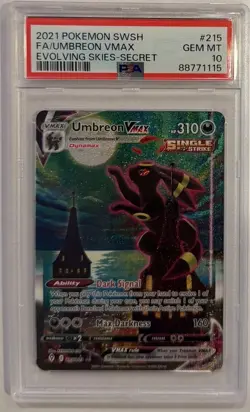 2021 POKEMON SWORD & SHIELD EVOLVING SKIES SECRET FULL ART/UMBREON VMAX PSA 10 - Image 2