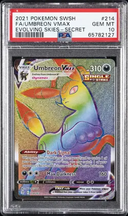 2021 POKEMON SWORD & SHIELD EVOLVING SKIES SECRET FULL ART/UMBREON VMAX PSA 10 - Image 1