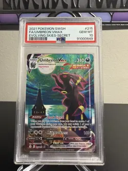 2021 POKEMON SWORD & SHIELD EVOLVING SKIES SECRET FULL ART/UMBREON VMAX PSA 10 - Image 1