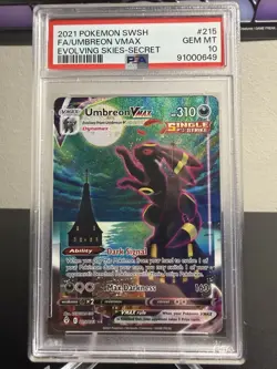 2021 POKEMON SWORD & SHIELD EVOLVING SKIES SECRET FULL ART/UMBREON VMAX PSA 10 - Image 2