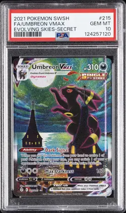 2021 POKEMON SWORD & SHIELD EVOLVING SKIES SECRET FULL ART/UMBREON VMAX PSA 10 - Image 1