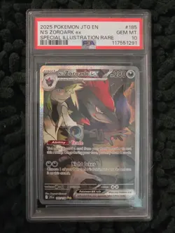 2025 Pokemon JTG EN N's Zoroark EX 185 Special Illustration Rare PSA 10 GEM MINT - Image 1