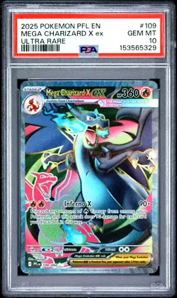 2025 POKEMON PFL EN-PHANTASMAL FLAMES ULTRA RARE #109 MEGA CHARIZARD X EX PSA 10 - Image 1