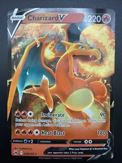 CHARIZARD V 2023 Pokemon Full Art Sword & Shield Crown Zenith #018/159 - Image 1