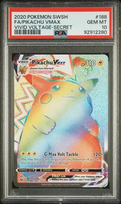 2020 POKEMON SWORD & SHIELD VIVID VOLTAGE SECRET FULL ART/PIKACHU VMAX PSA 10 - Image 1
