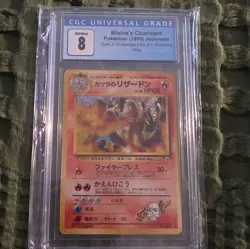 CGC 8 Blaine's Charizard 006 Challenge from the Darkness Japanese Holo 1999 - Image 1