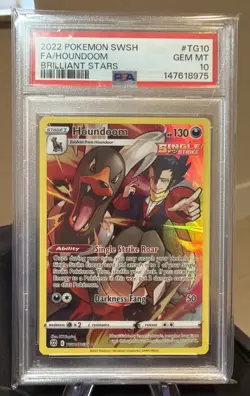 Pokemon 2022 Brilliant Stars Full Art HOUNDOOM #TG10 PSA 10 Gem Mint - Image 1