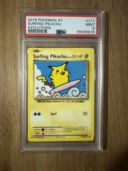 2016 POKEMON XY EVOLUTIONS #111 SURFING PIKACHU PSA 9 - Image 1