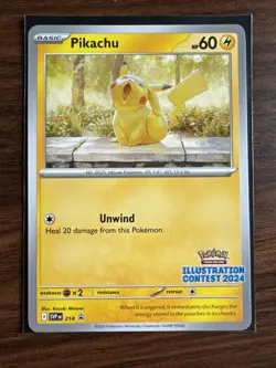 Pokemon TCG Pikachu SVP 214 Illustration Contest 2024 Black Star Promo Card - NM - Image 1
