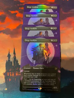 MTG Edge of Eternities Elegy Acolyte Borderless Foil x 4 - Image 1