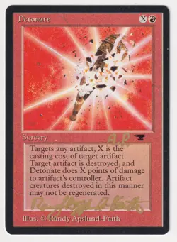 Gold Signed Detonate Proof LP Antiquities Artist Randy Asplund-Faith 1994 MTG AP - Image 1