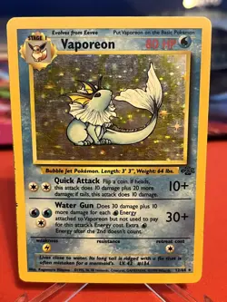 Vaporeon 12/64 Holo Rare Jungle Pokemon Unlimited Holo Moderately Played - Image 1