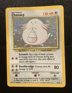 Pokemon Chansey Holo Rare Base Set 3/102 WOTC Vintage 1999 - Image 1