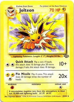 Jolteon 20/64 Rare Jungle Pokemon Unlimited Moderately Played - Image 1