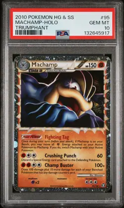 2010 POKEMON HEARTGOLD & SOULSILVER TRIUMPHANT #95 MACHAMP-HOLO PSA 10 - Image 1
