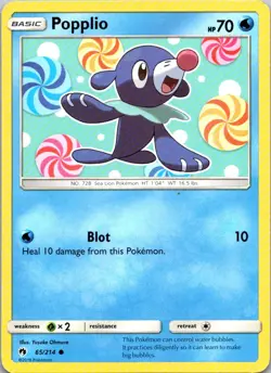 Popplio 65/214 Lost Thunder Pokemon TCG C NM - Image 1