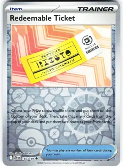 REDEEMABLE TICKET 156/159 - POKEMON JOURNEY TOGETHER REVERSE HOLO - NM UNCOMMON - Image 1