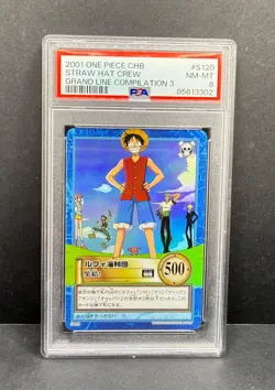 Luffy Hyper Battle PSA 8 Vintage Holo Carddass s120 Bandai One Piece Japanese - Image 4