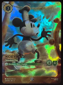 2025 Disney Lorcana Fabled Mickey Mouse Steamboat Pilot Enchanted 231/204 EN - Image 3