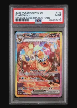 2025 POKEMON PRE EN-PRISMATIC EVOLUTIONS #146 FLAREON EX SPECIAL IR PSA 9 MINT - Image 1