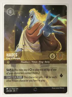 Disney Lorcana Hades - King of Olympus Enchanted Foil 205/204 The First Chapter - Image 1