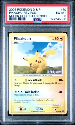 PIKACHU 2008 Pokemon Burger King Reverse Holo Platinum Stamp #70 - PSA 6 - Image 1