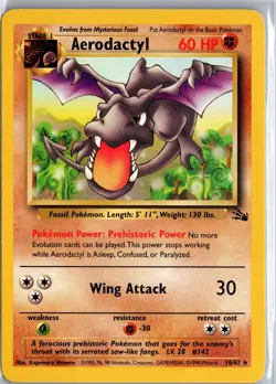 Aerodactyl 16/62 Rare Fossil Pokemon Unlimited Moderately Played - Image 1