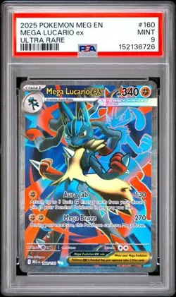 2025 POKEMON MEG EN-MEGA EVOLUTION ULTRA RARE #160 MEGA LUCARIO EX - PSA 9 - Image 1