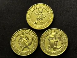 Rare vintage Japanese Pokemon coins Banpresto Mewtwo Dragonite Charmander Medal - Image 1