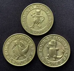 Rare vintage Japanese Pokemon coins Banpresto Mewtwo Dragonite Charmander Medal - Image 3