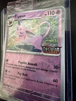 Espeon (Best Buy Exclusive) 086/197 Pokemon Obsidian Flames Stamped Sealed Promo - Image 2