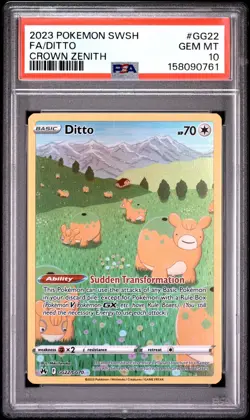 PSA 10 2023 Pokemon TCG Crown Zenith Galarian Gallery Ditto GG22 Holo FA - Image 1