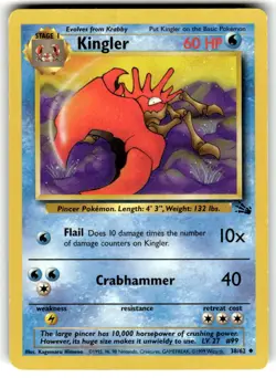 Kingler 38/62 Uncommon Fossil Pokemon Unlimited Moderately Played - Image 1