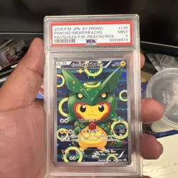2016 POKEMON JAPANESE XY PROMO #230 PONCHO-WEARING PIKACHU PSA 9 - Image 1