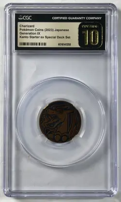 CHARIZARD CGC 10 PRISTINE 2023 POKEMON COINS JAPANESE GENERATION IX STARTER DECK - Image 1