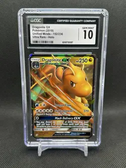 Pokemon Dragonite GX Unified Minds 152/236 Holo Ultra Rare CGC 10 LOW POP - Image 1