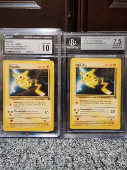 Graded Lot x2 1999 Pokemon Pikachu Movie Promo #4 Black Star CGC 10 And BGS 7.5 - Image 1