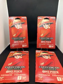 One Piece TCG OP-13 Carrying On His Will Sleeved Booster Pack Lot of 4 - Image 1