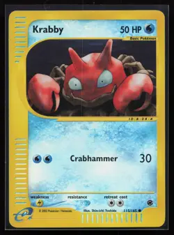 E Reader Reverse Holo Krabby 115/165 Expedition Pokemon TCG Card - Image 1